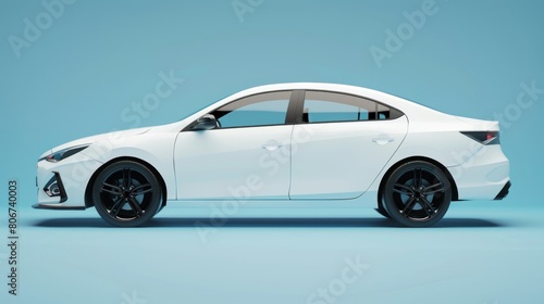 Sleek White Sedan Exuding Luxury on a Turquoise Canvas - Generative AI © Gelpi