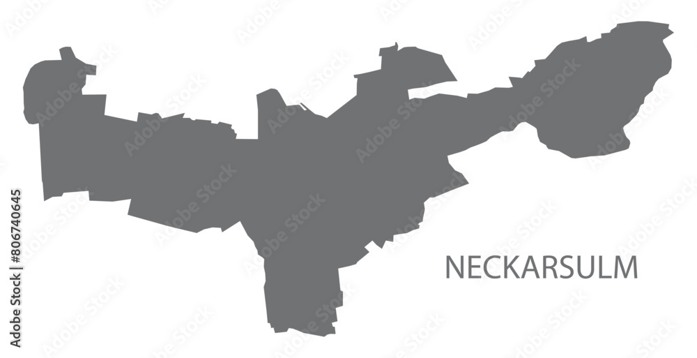 Neckarsulm German city map grey illustration silhouette shape