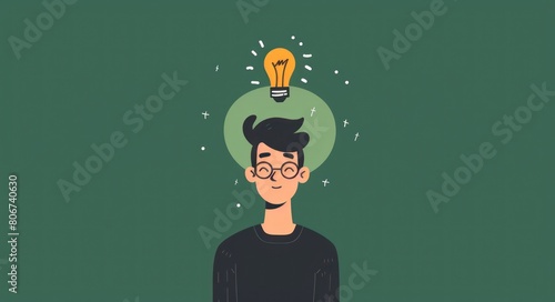 Silhouette of a Thinker with a Bright Light Bulb Idea - Generative AI