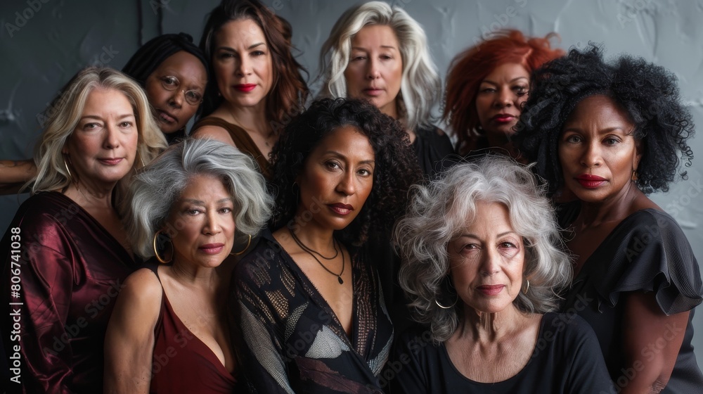 Elegant Multicultural Group of Senior Women