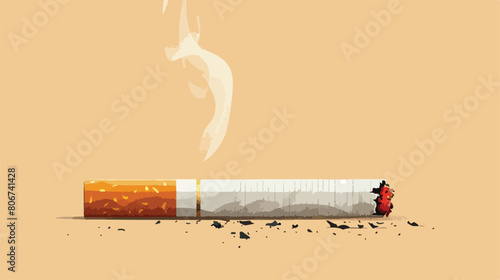 Cigarette butt Flat illustration vector Vector illustration