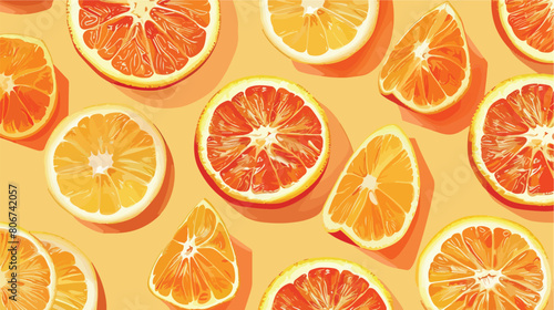 Citrus slice oranges fruit Seamless pattern backgroun