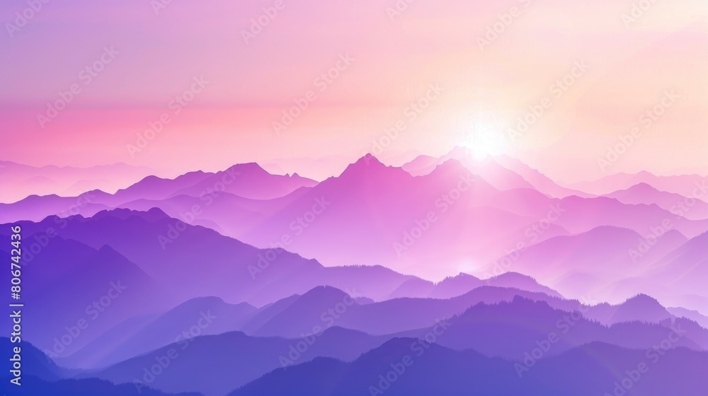 Mountain Range Visible In Silhouette Through The Morning Mist, Inspiring Awe And Reverence, Cartoon Background