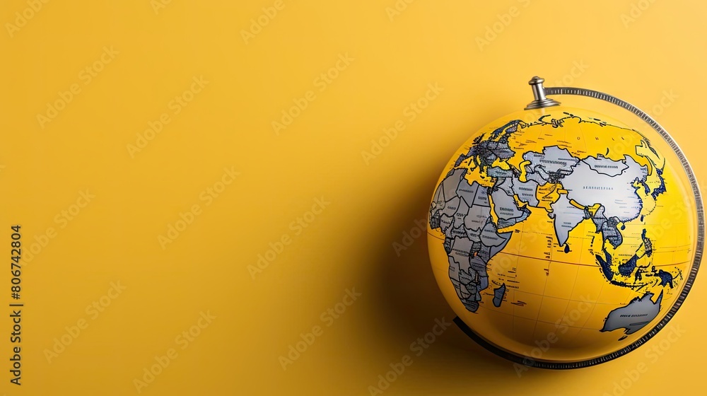 top view of world health day concept background with planet earth ornament and yellow background top view of world health day concept background with planet earth ornament and yellow background