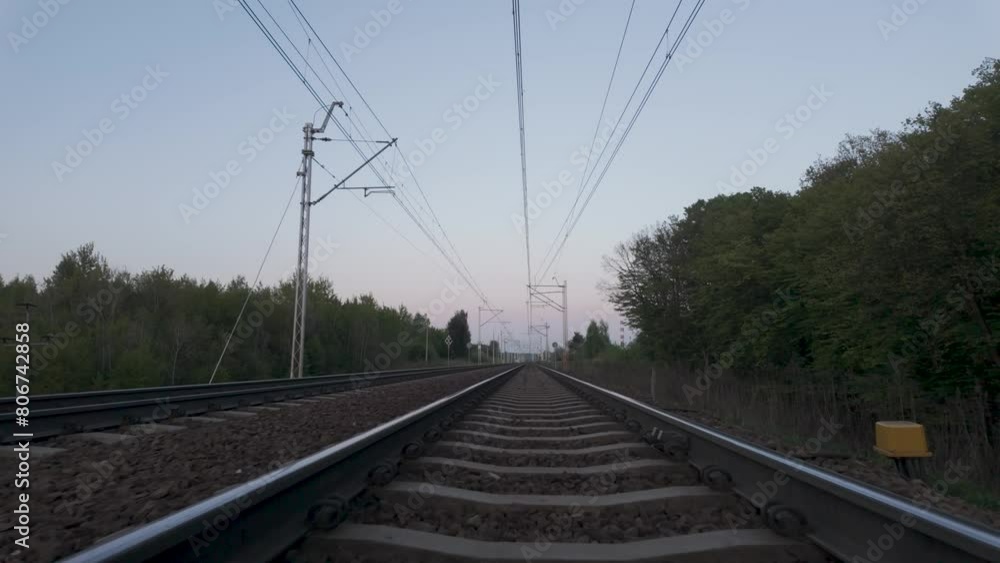 Railway track in summer evening before sunset Railway track in summer evening before sunset