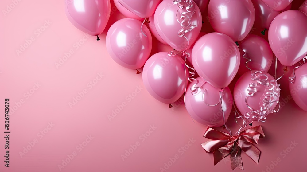pink balloons on a pink background for banner or poster design