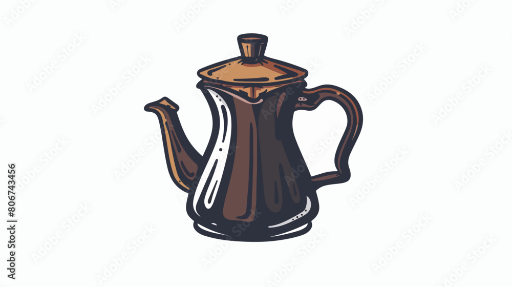 Coffee pot badge over white Vector illustration. Vector