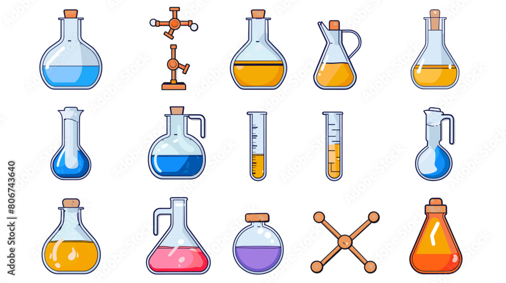 set of Science laboratory icons on white background. Chemistry icon vector Illustration. Design elements for brochure or website. Laboratory glassware. Science icons. set of Science laboratory icons on white background. Chemistry icon vector Illustration. Design elements for brochure or website. Laboratory glassware. Science icons.