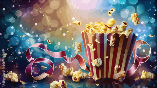 Color movie film clipart with pop corn icon vector illustration photo