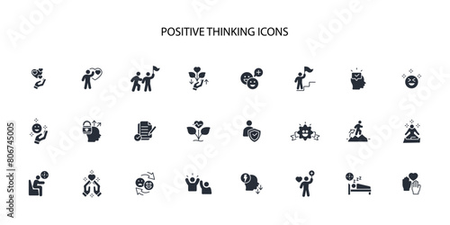 positive thinking icon set.vector.Editable stroke.linear style sign for use web design,logo.Symbol illustration. photo
