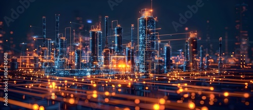 Illuminated Cityscape Symbolizing Driven Global Supply Chain Optimization and Production Efficiency