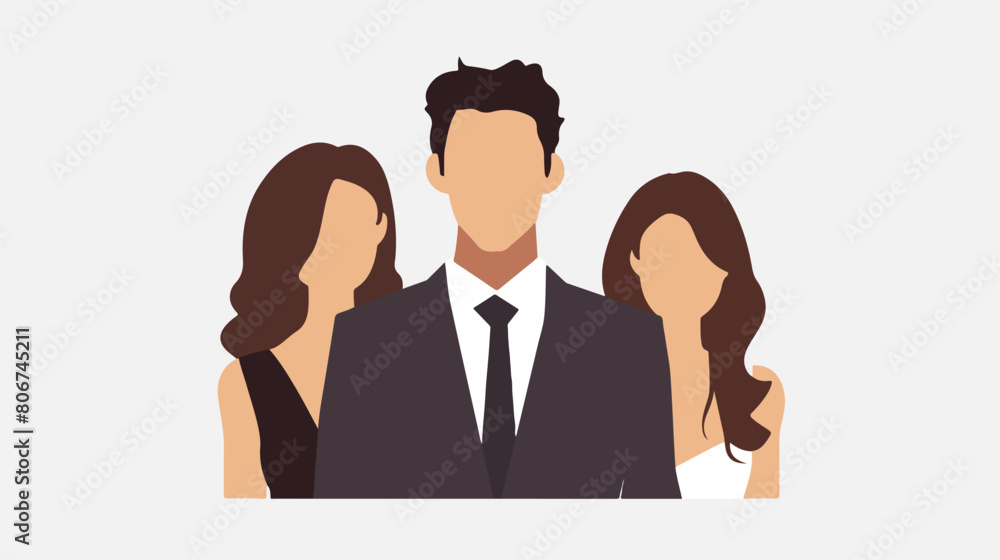 Color silhouette faceless with dad and mom in formal