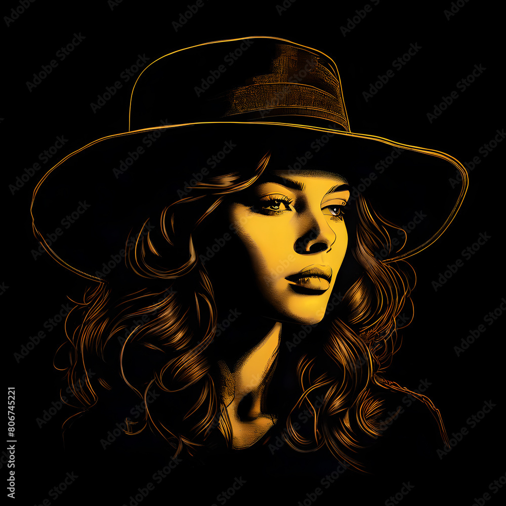 Woman traveler in a large brimmed hat.