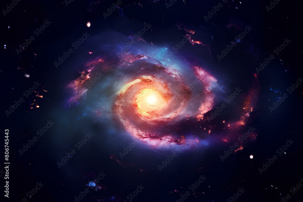 Close-up of galaxy in spiral shape background. Close-up of galaxy in spiral shape background.