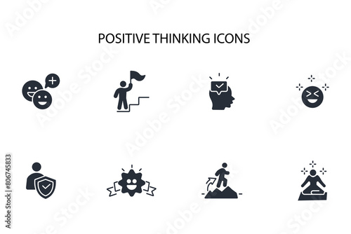 positive thinking icon set.vector.Editable stroke.linear style sign for use web design,logo.Symbol illustration.