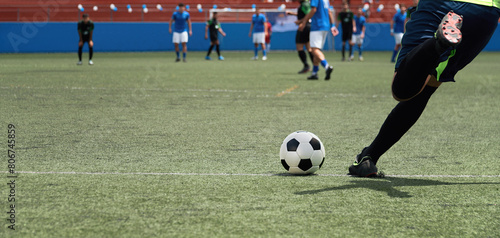 Soccer football, hot moments of soccer match, soccer players in action on the stadium