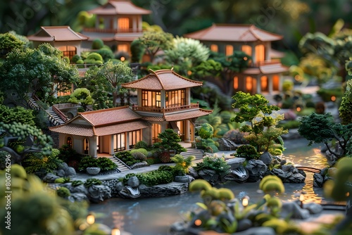 Virtual Rendering of Upscale Residential Development with Lush Landscaping and Tranquil Water Features