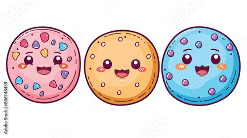 Colored kawaii cookies isolated icon Vector illustration