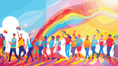 Colored poster of lgtbq pride with people Vector illustration photo