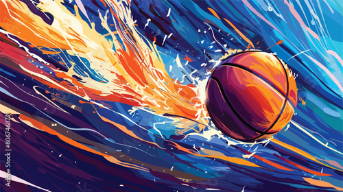 Colorful background of fast moving basketball ball vector