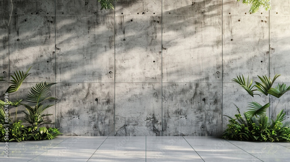 Modern loft-style concrete wall for outdoor patio design. Textured concrete wall with minimalist design elements. Modern loft-style concrete wall for outdoor patio design. Textured concrete wall with minimalist design elements.