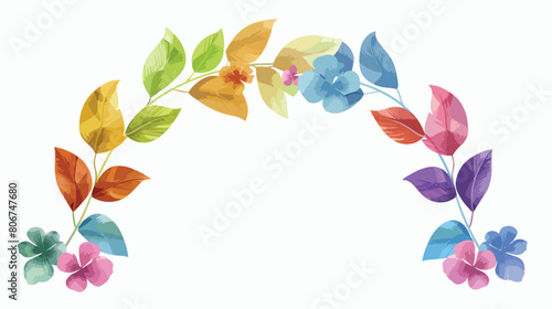 Colorful decorative half arch with flowerbud Vector illustration