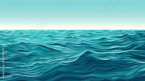 Ocean Ripples On Deep Turquoise Water  Cartoon Background