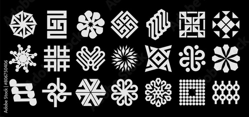 Flat geometric line abstract shape logo vector set