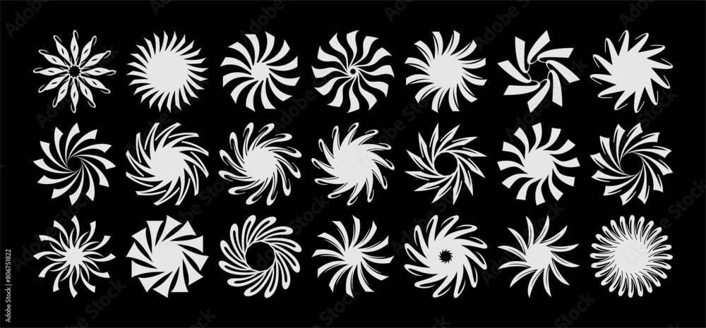 Abstract sun radial circle logo template set Abstract sun radial circle logo template set