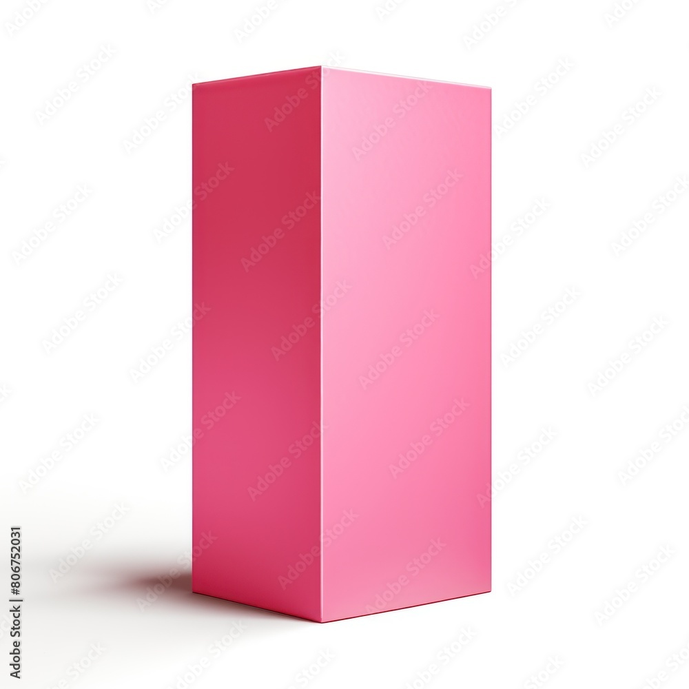 Pink tall product box copy space is isolated against a white background for ad advertising sale alert or news blank copyspace for design text photo website 