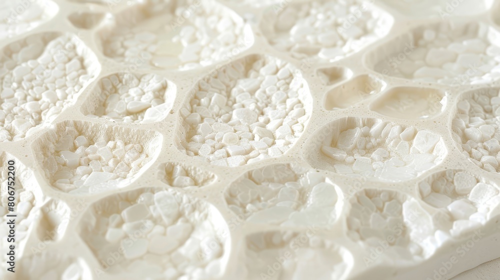 A tight shot of a food tray displaying intricate hexagonal patterns, atop hexagonal-textured tiles A tight shot of a food tray displaying intricate hexagonal patterns, atop hexagonal-textured tiles
