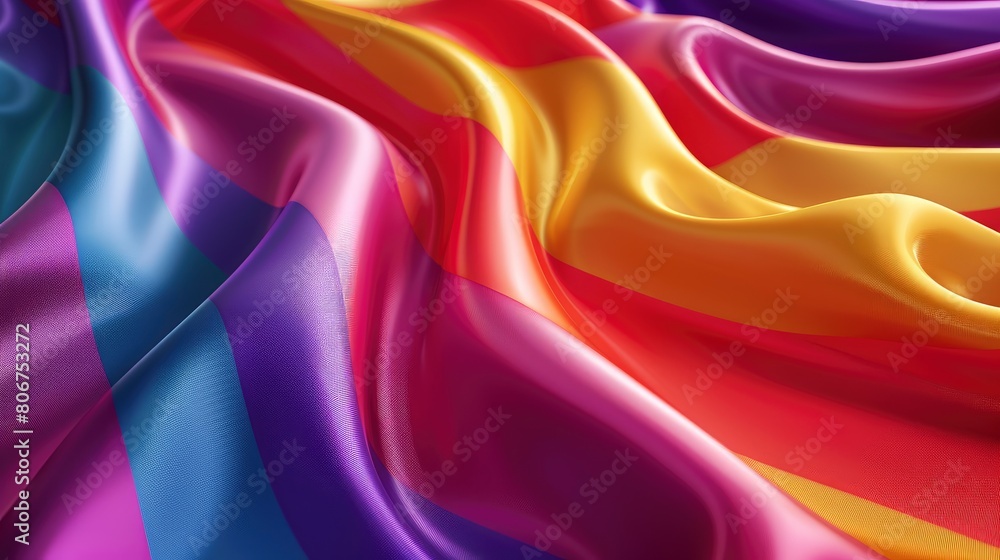 Obraz premium Silk Rainbow Scarf, Evoking Feelings Of Joy And Vibrancy With Its Array Of Colors, Cartoon Background