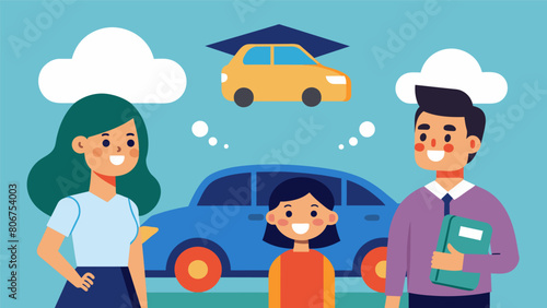 On a long car ride the parents use the time to have a frank conversation about the realities of college costs and the different options available to. Vector illustration