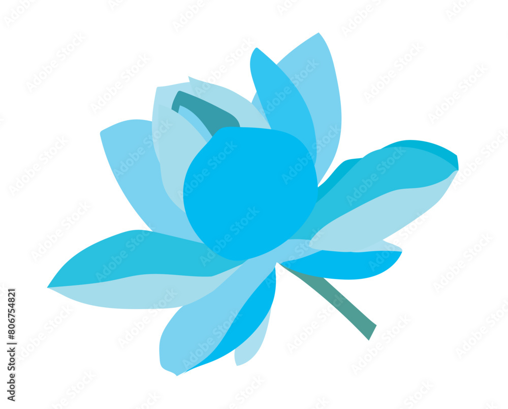Abstract blue lotus head in flat design. Blooming flower with petals. Vector illustration isolated. Abstract blue lotus head in flat design. Blooming flower with petals. Vector illustration isolated.