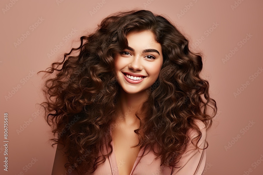 Beautiful smiling woman with long wavy hair. Beautiful smiling woman with long wavy hair.