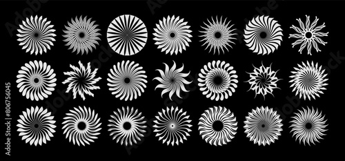 Abstract sun radial circle logo template set