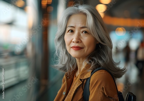 Asian senior woman business travel 