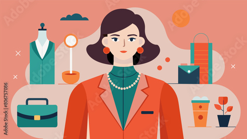 With an eye for detail the stylist creates a polished and puttogether look for their client mixing highend thrifted pieces with unique oneofakind. Vector illustration