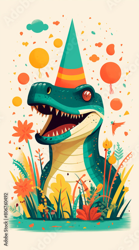 crocodile style birthday invitation illustration photo