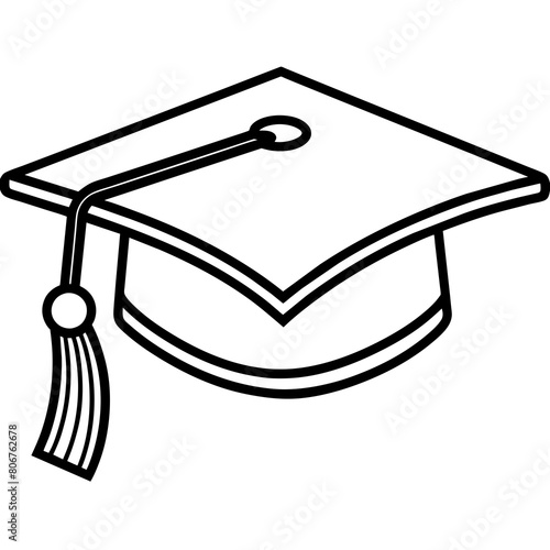 Gradutation Hat Line Art Vector Illustration