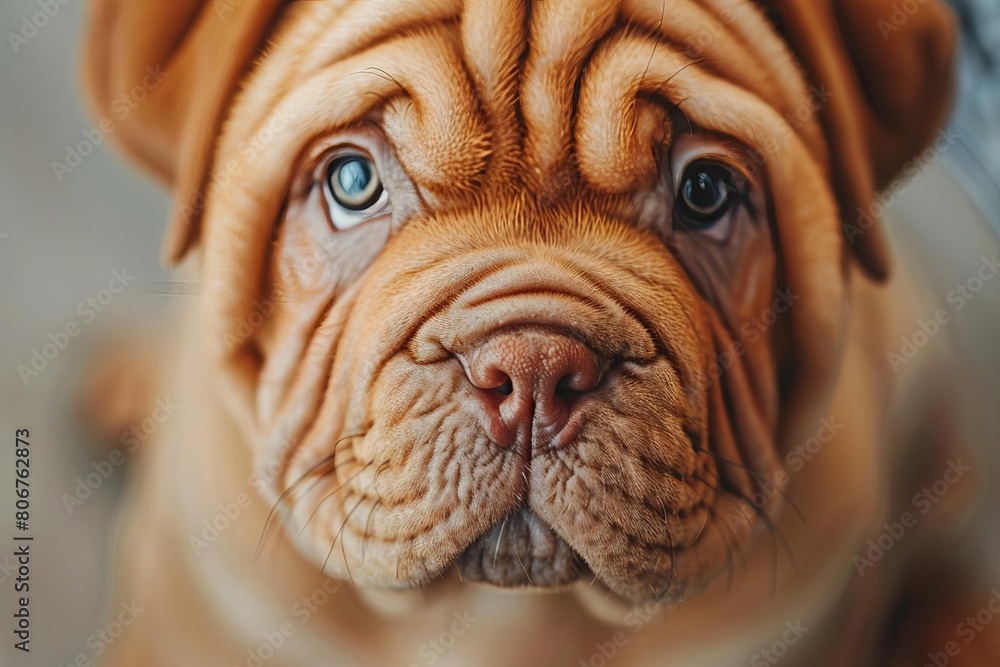adorable wrinkly shar pei puppy portrait with expressive eyes and soft fur closeup photography adorable wrinkly shar pei puppy portrait with expressive eyes and soft fur closeup photography