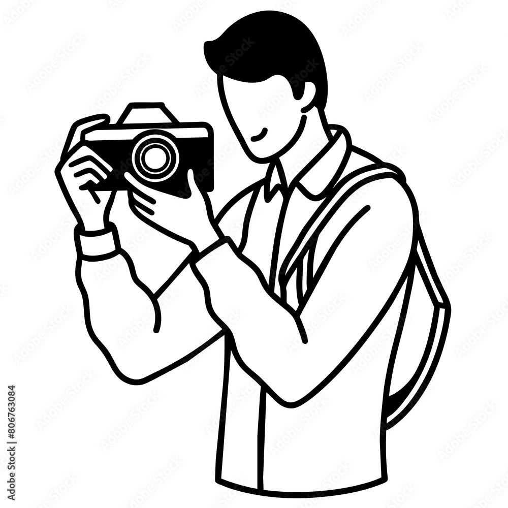 Man taking photography with a camera vector illustration Man taking photography with a camera vector illustration