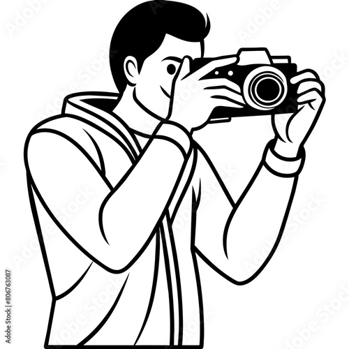 Man taking photography with a camera vector illustration