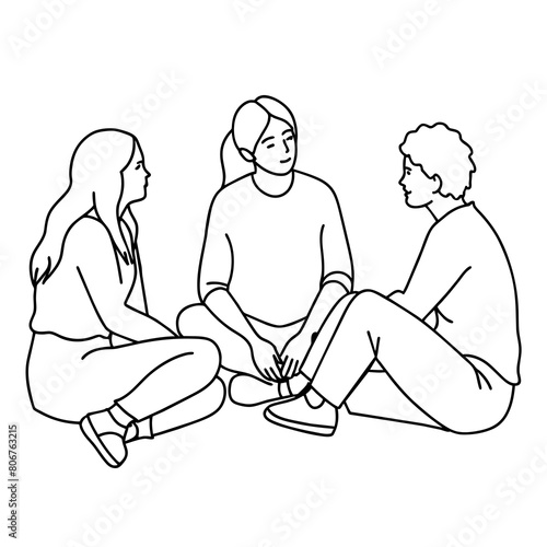 A group of people discussing vector illustration