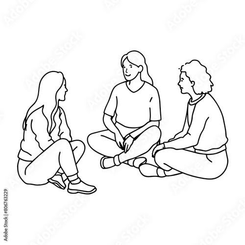 A group of people discussing vector illustration