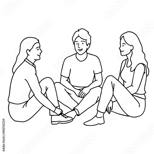 A group of people discussing vector illustration