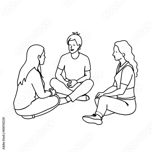 A group of people discussing vector illustration