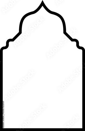 Arabic shapes, windows and arches. Traditional ornamental banner, frame. Muslim holidays, Ramadan Kareem. Modern eastern architecture. Vector illustration.