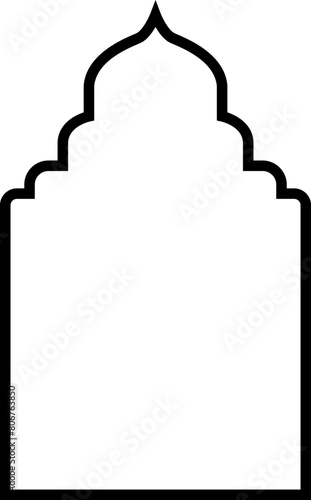 Arabic shapes, windows and arches. Traditional ornamental banner, frame. Muslim holidays, Ramadan Kareem. Modern eastern architecture. Vector illustration.