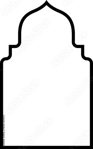 Arabic shapes, windows and arches. Traditional ornamental banner, frame. Muslim holidays, Ramadan Kareem. Modern eastern architecture. Vector illustration.